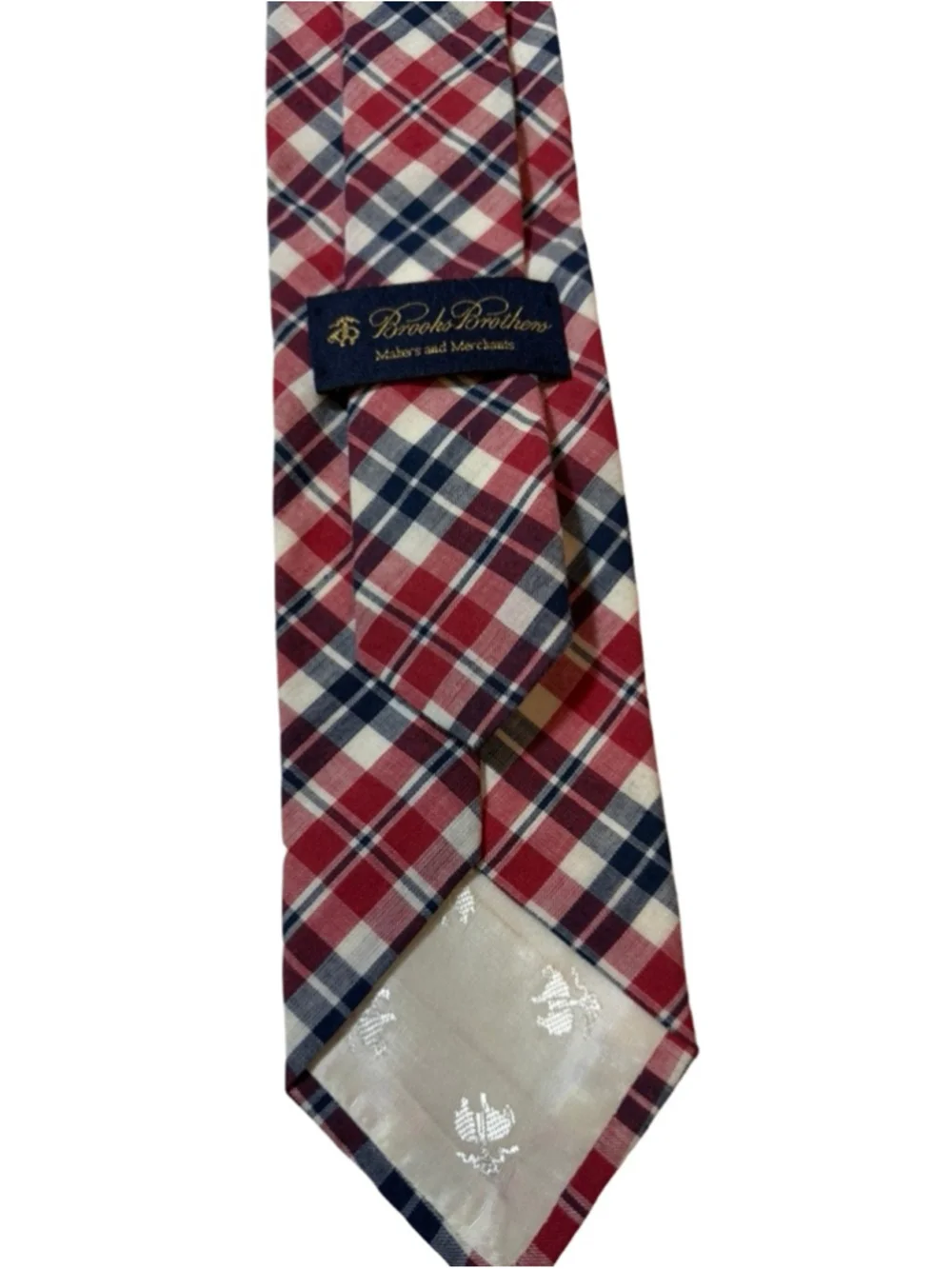 Brooks Brothers Plaid Silk Tie Red Navy Check Classic Preppy USA